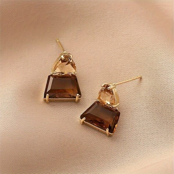 JW974 Brown Crystal Earrings - Image 3