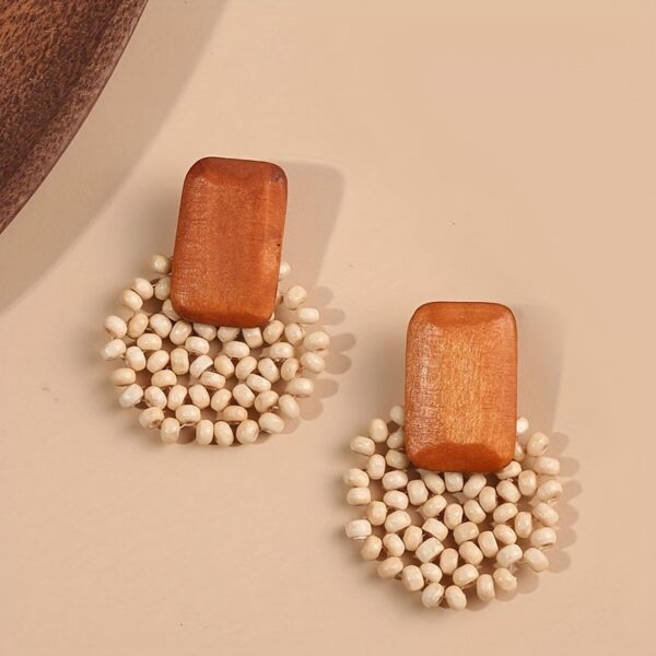 JW962 Orange Wooden Earrings