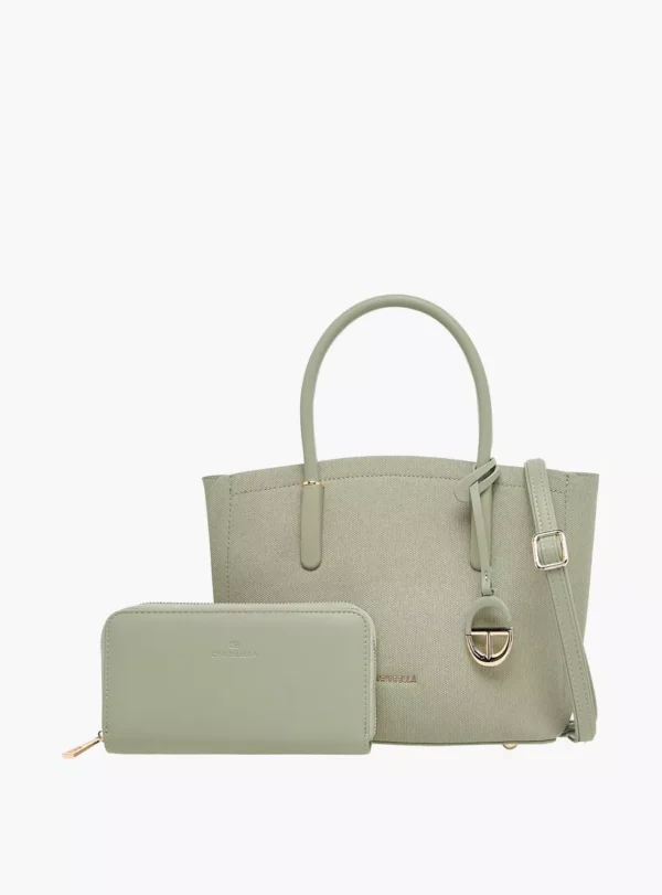 CB003 ChrisBella Textured Tote Bag with Strap and Wallet - Image 3