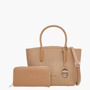 CB003 ChrisBella Textured Tote Bag with Strap and Wallet
