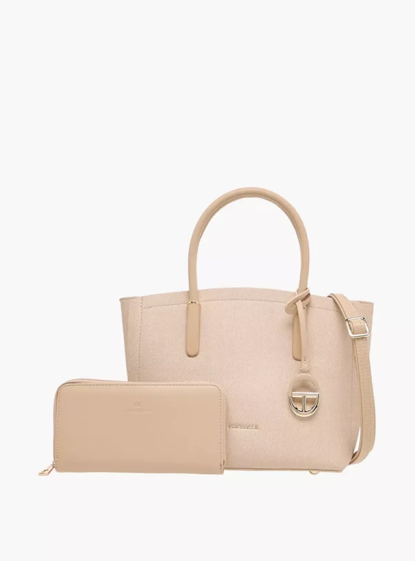 CB003 ChrisBella Textured Tote Bag with Strap and Wallet - Image 5