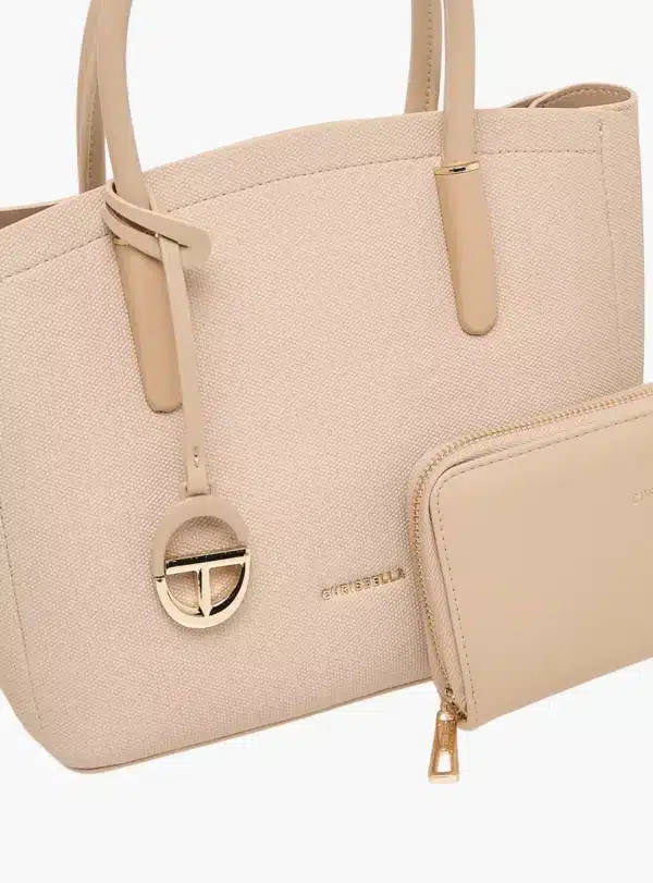 CB003 ChrisBella Textured Tote Bag with Strap and Wallet - Image 8