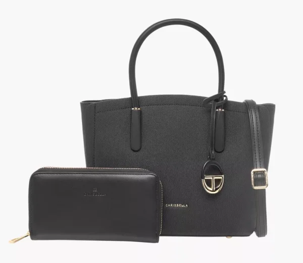 CB003 ChrisBella Textured Tote Bag with Strap and Wallet