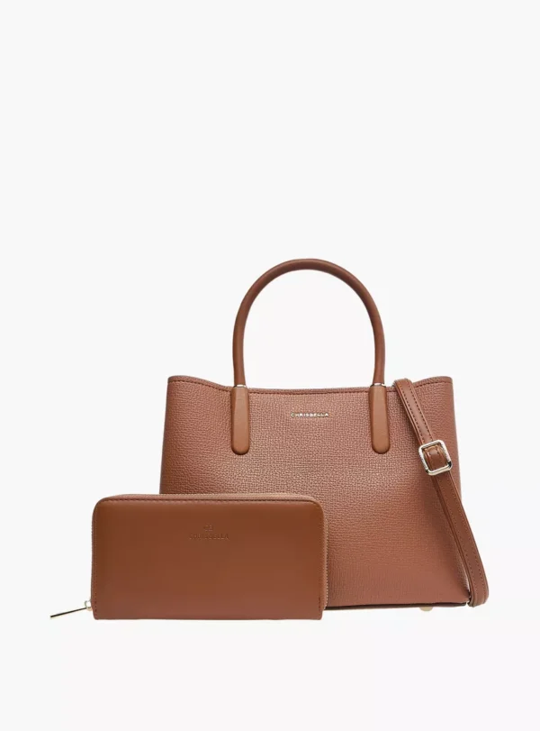 CB001- Chrisbella Textured Tote Bag with Wallet - Image 16
