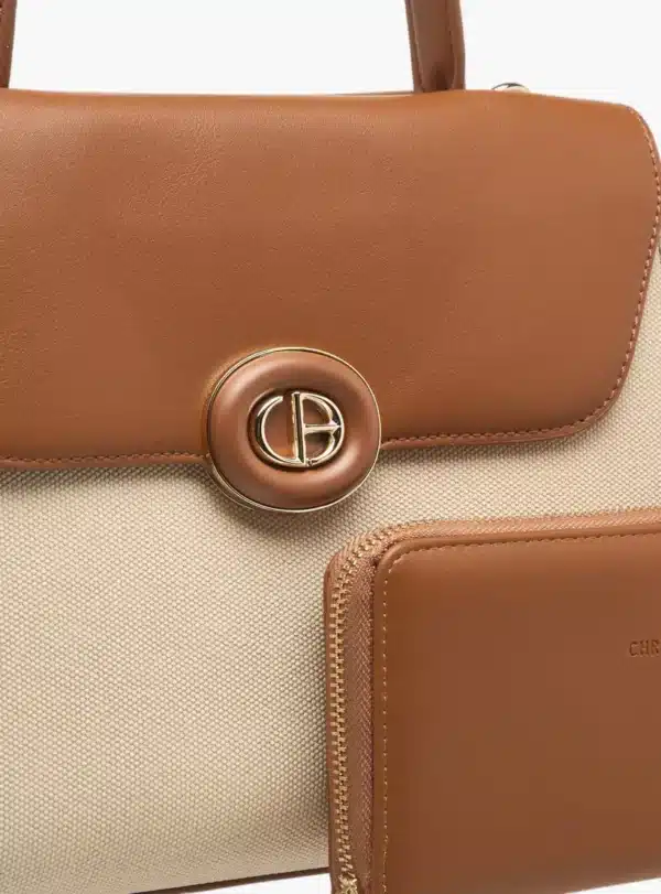 CB002 ChrisBella Leather Tote Bag with Detachable Strap with Wallet - Image 5