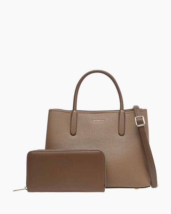 CB001- Chrisbella Textured Tote Bag with Wallet - Image 9