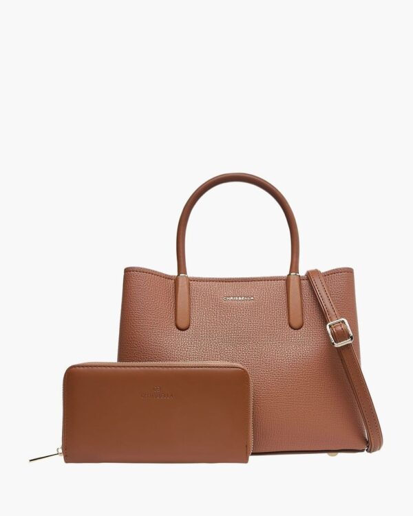 CB001- Chrisbella Textured Tote Bag with Wallet - Image 8