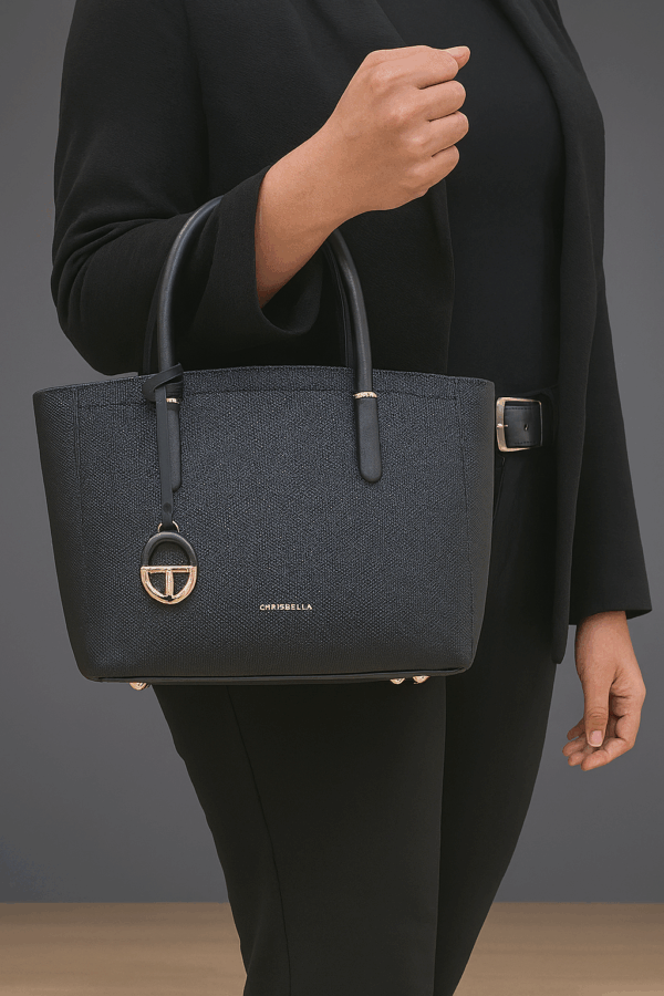 CB003 ChrisBella Textured Tote Bag with Strap and Wallet - Image 10