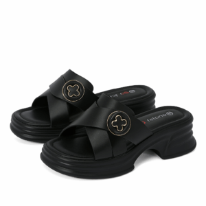 SD. FELANO MI-WF006 Accent Slip-On Cross Strap Sandals with Block Heels