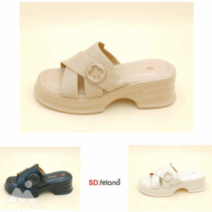 SD. FELANO MI-WF006 Accent Slip-On Cross Strap Sandals with Block Heels