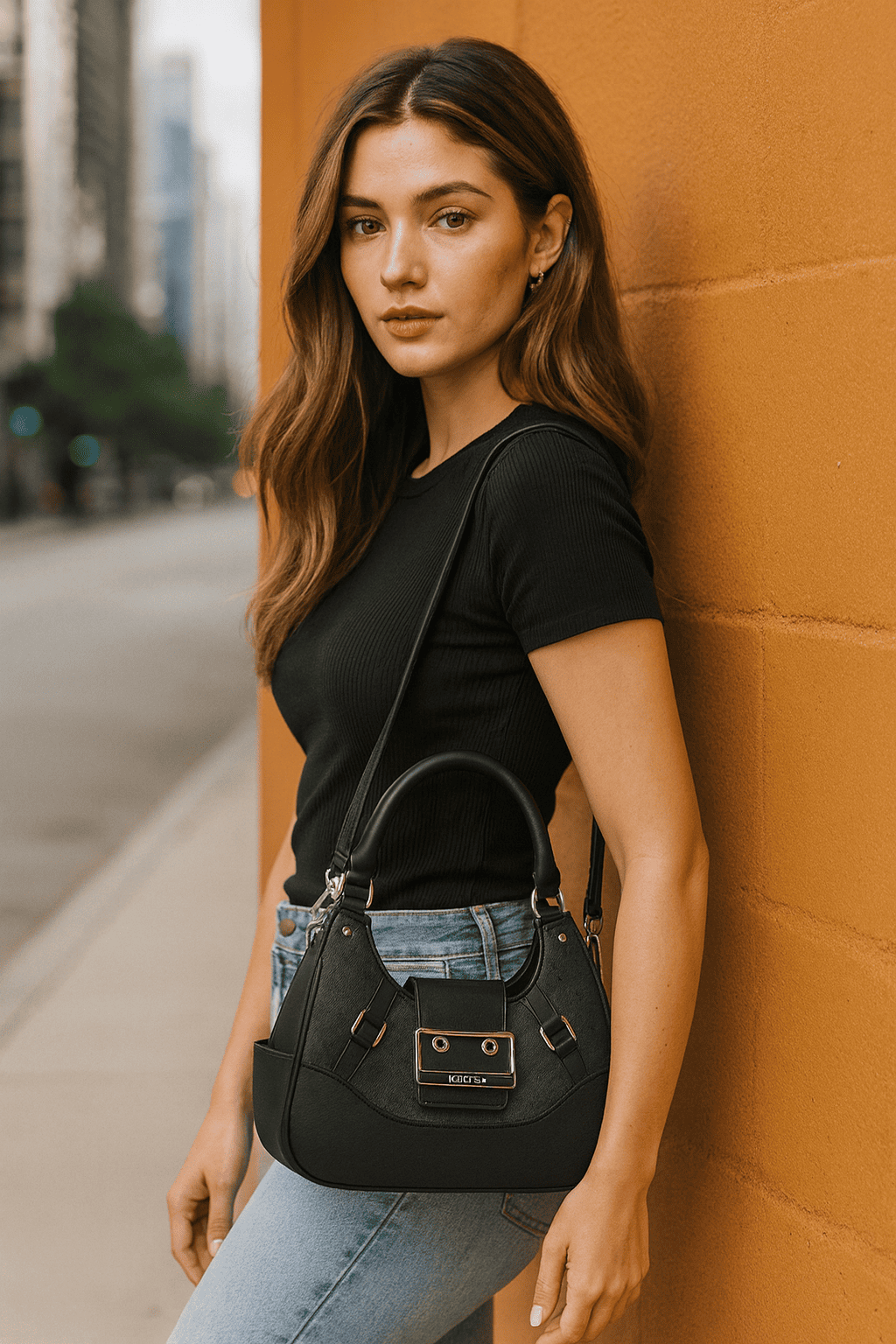 GUESS Decor Vintage Small Girlfriend Satchel Coal Logo - Image 2