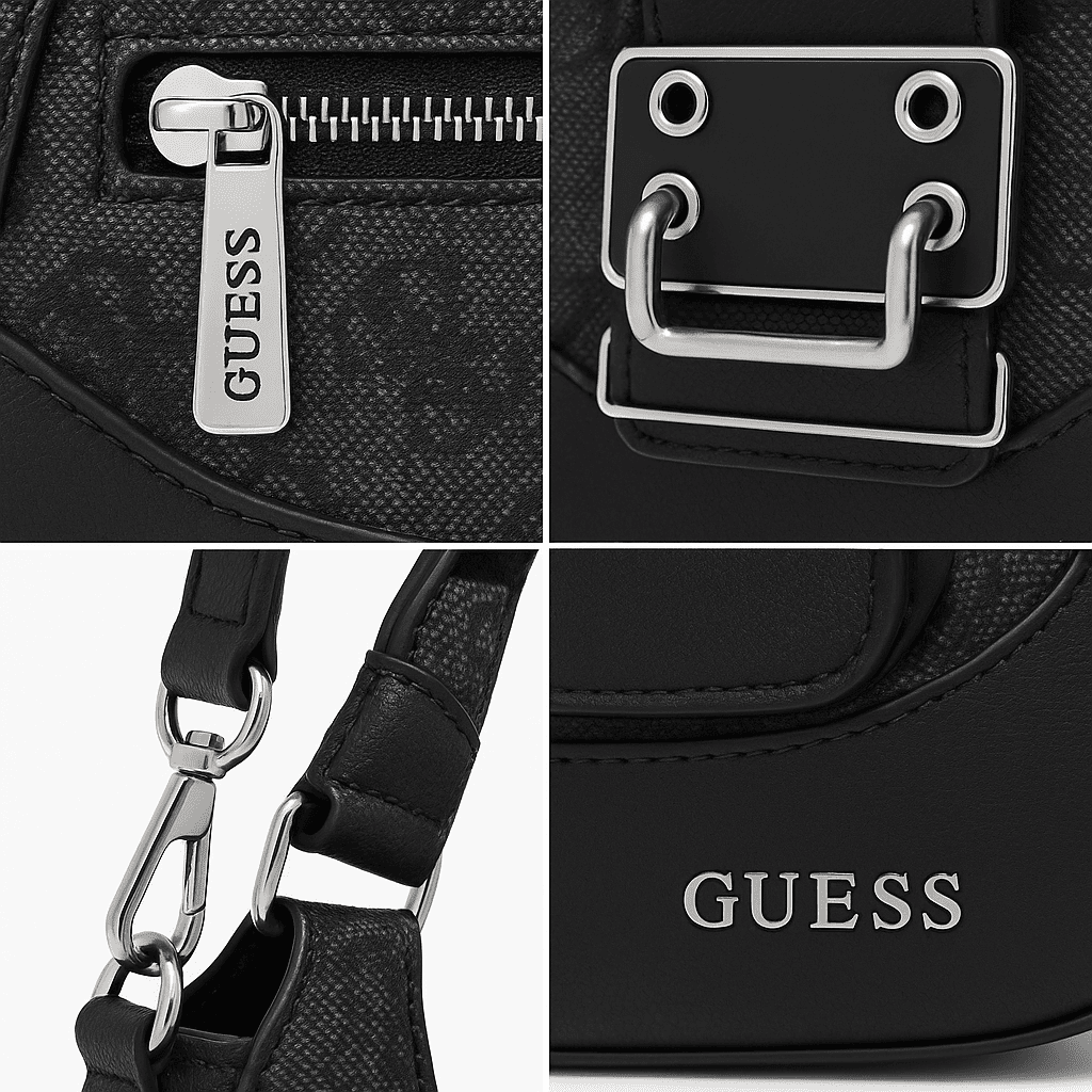 GUESS Decor Vintage Small Girlfriend Satchel Coal Logo - Image 3