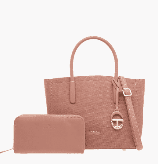 CB003 ChrisBella Textured Tote Bag with Strap and Wallet - Image 8
