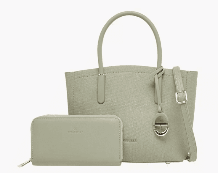 CB003 ChrisBella Textured Tote Bag with Strap and Wallet - Image 7