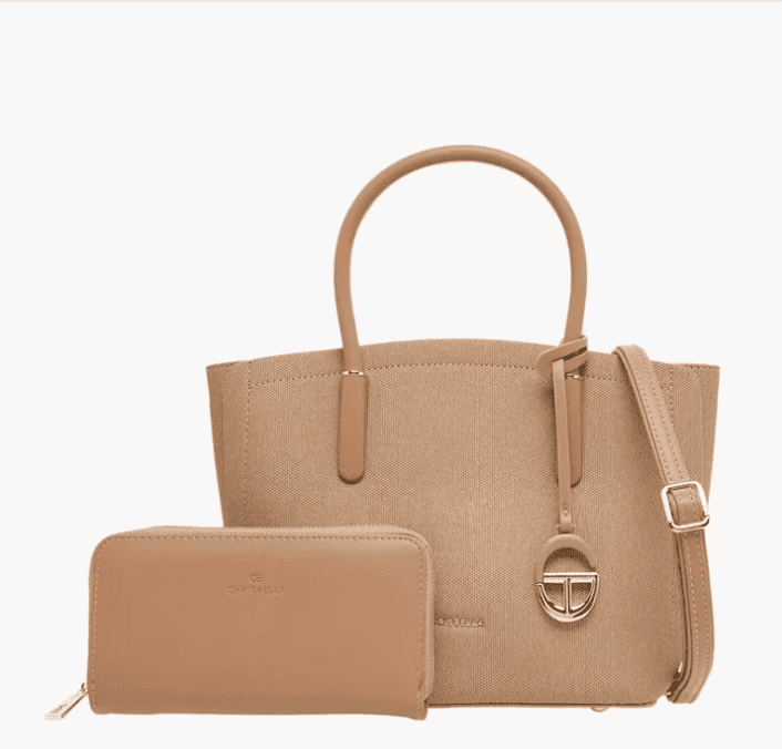 CB003 ChrisBella Textured Tote Bag with Strap and Wallet - Image 6