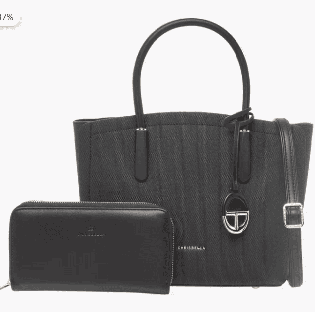 CB003 ChrisBella Textured Tote Bag with Strap and Wallet - Image 5