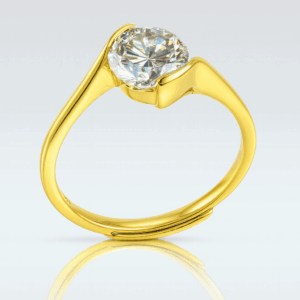 ZPU002-14K Gold-Plated Solitaire Ring for Women