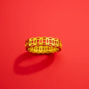 ZPUR002-14K Gold-Plated Money Pattern Ring for Women