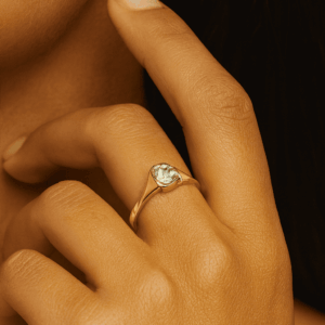 ZPU002-14K Gold-Plated Solitaire Ring for Women