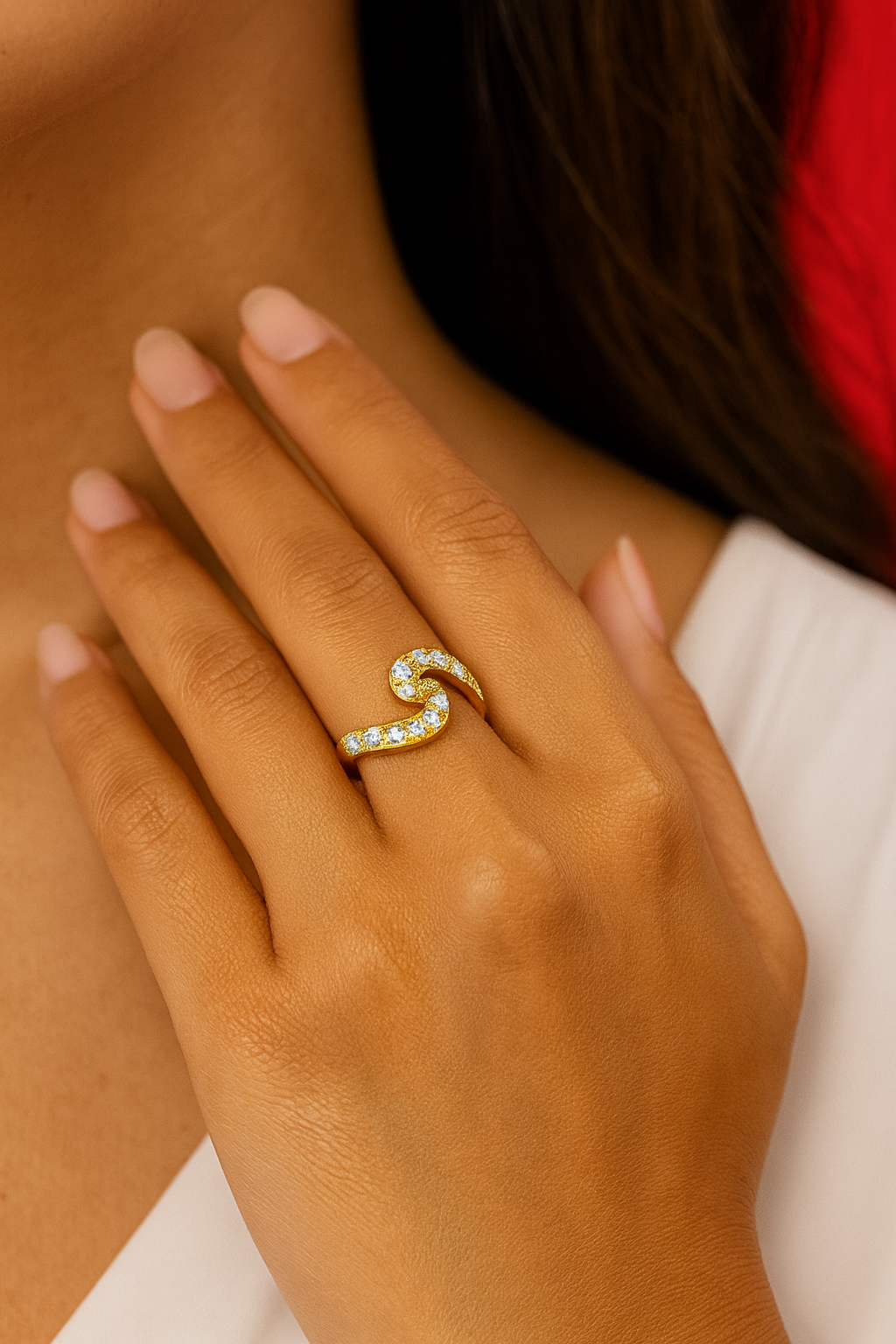 ZPUR001-14K Gold-Plated Solitaire Ring for Women