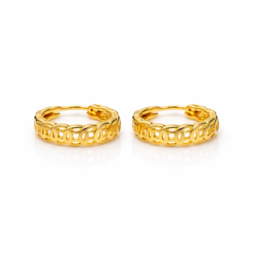 ZUPE003-14K Gold Plated Money Coin Hoop Earrings for Women - Image 2
