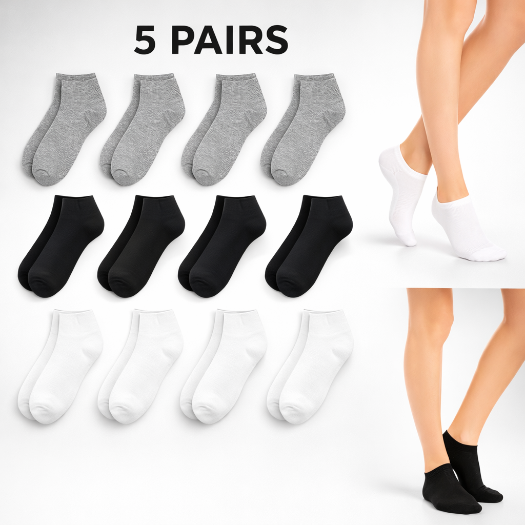 MS002-Unisex Ankle Socks – 5 Pairs Pack