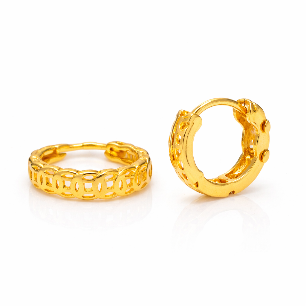 ZUPE003-14K Gold Plated Money Coin Hoop Earrings for Women - Image 3