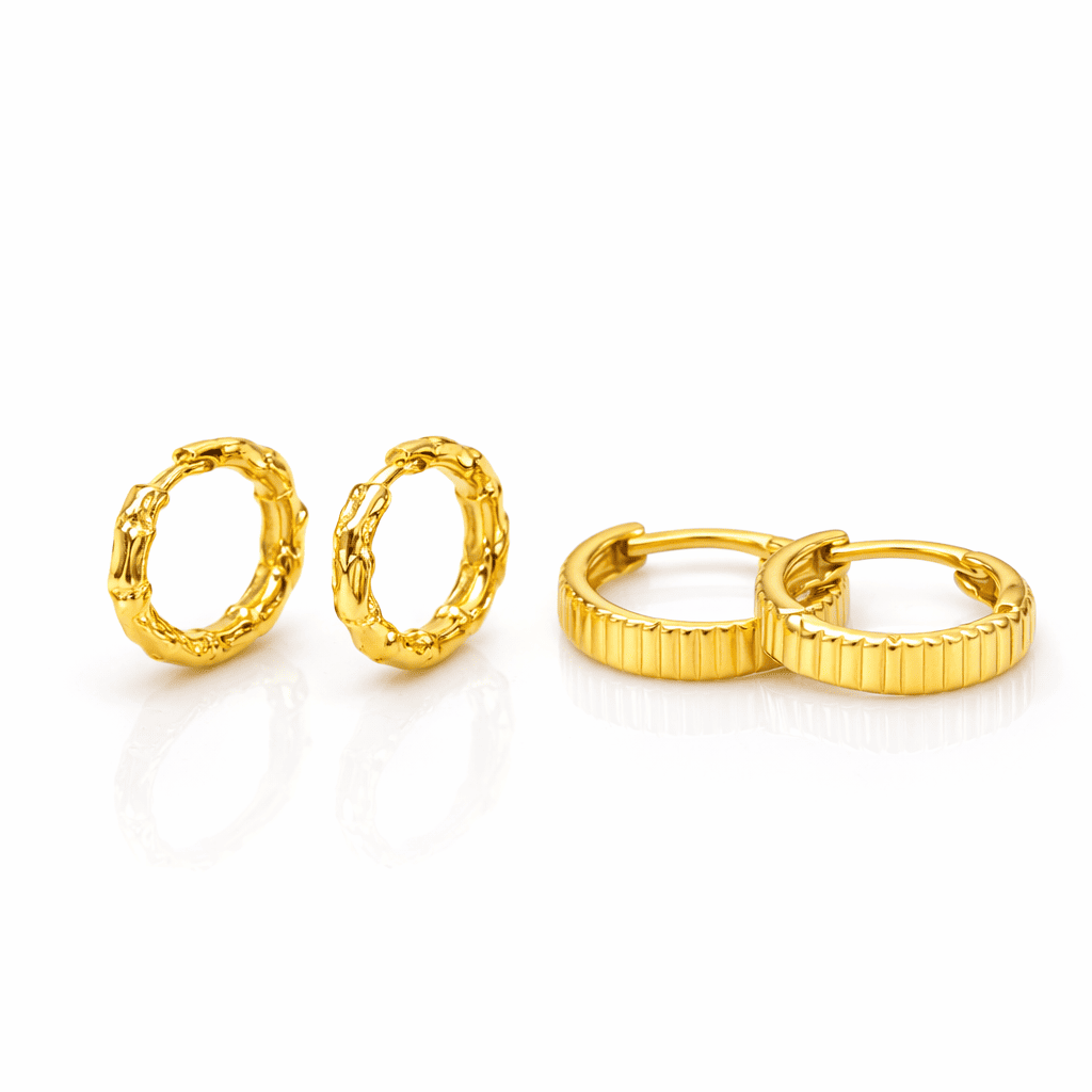ZUPE004-14K Gold Plated Hoop Earrings Set for Women