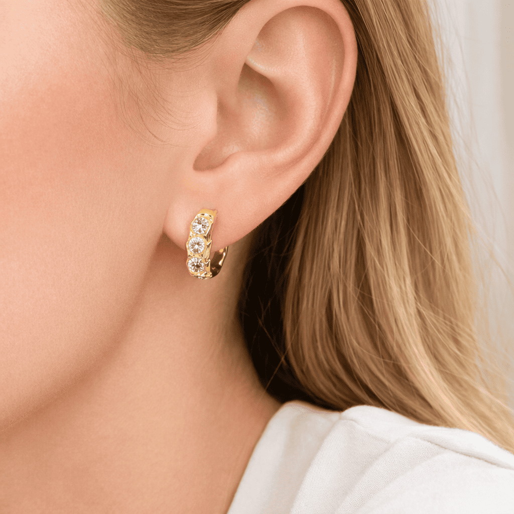 ZUPE002-14K Gold Plated Crystal Hoop Earrings for Women - Image 3