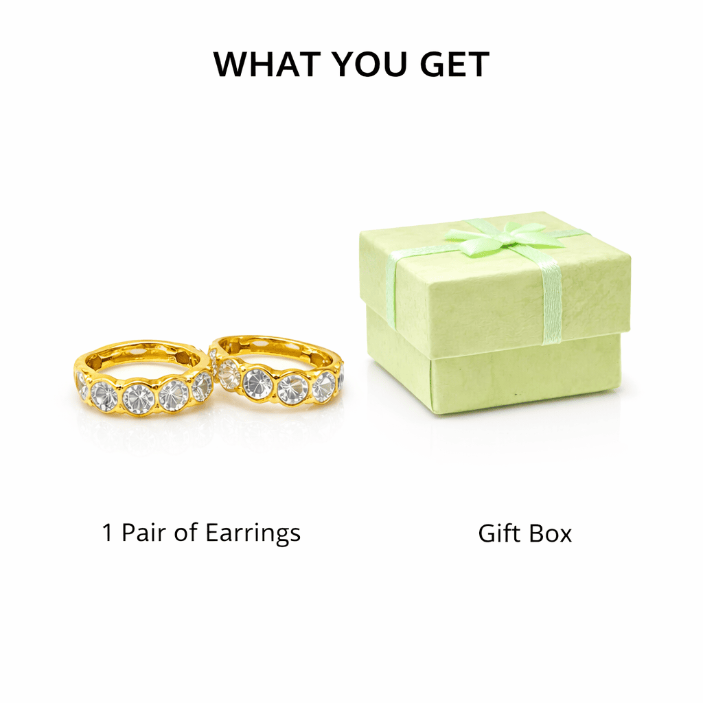 ZUPE002-14K Gold Plated Crystal Hoop Earrings for Women - Image 5