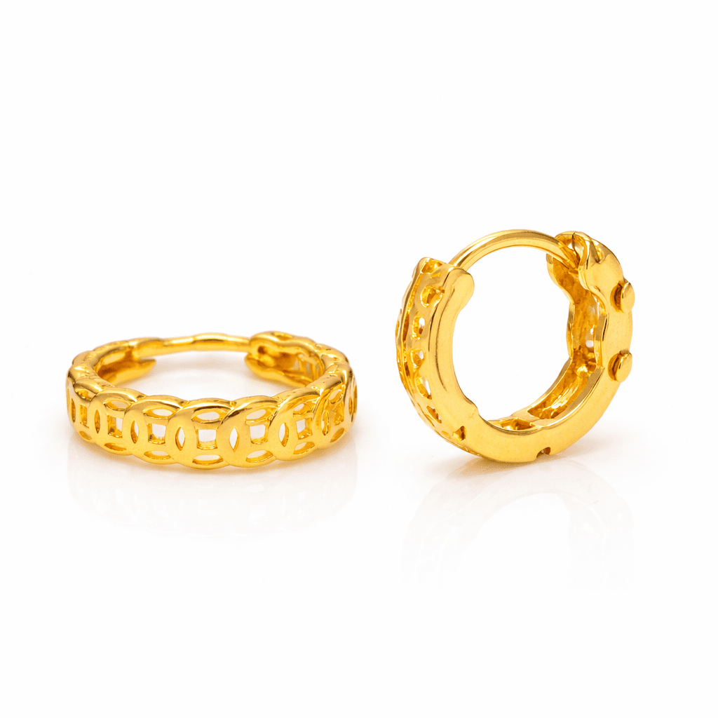 ZUPE003-14K Gold Plated Money Coin Hoop Earrings for Women