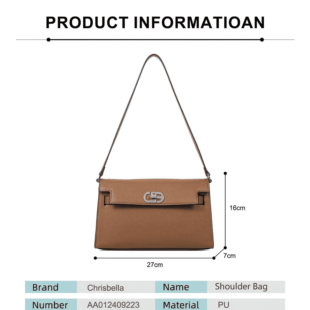 CB051-CHRISBELLA Women’s Elegant Structured Shoulder Bag - Image 9