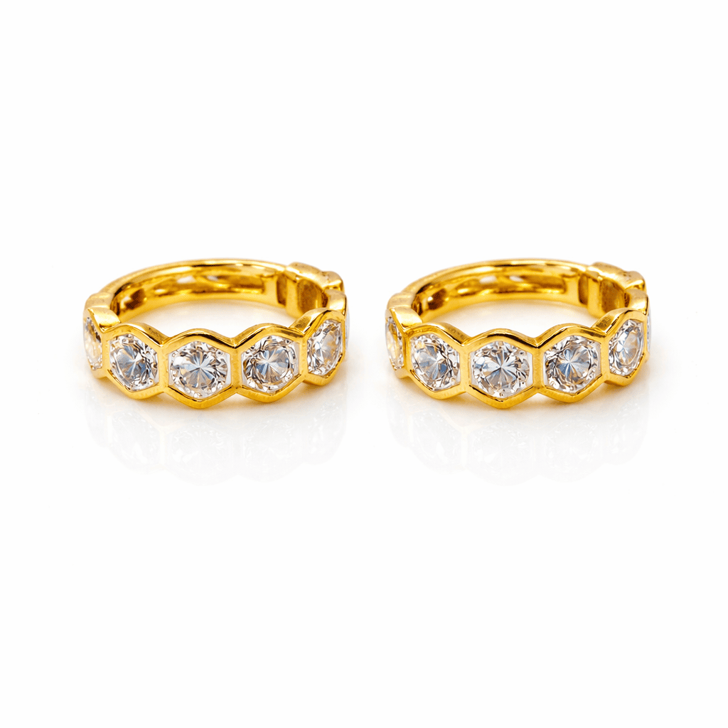 ZUPE002-14K Gold Plated Crystal Hoop Earrings for Women - Image 6