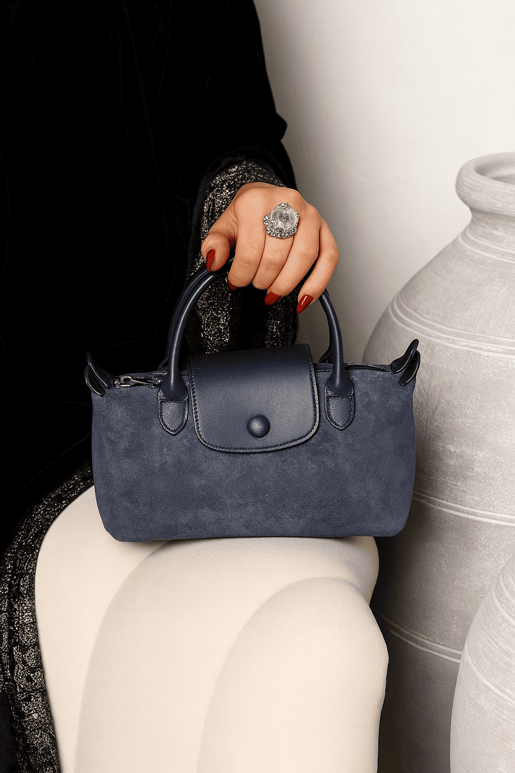 CB060-Suede Mini Tote Handbag - Image 8