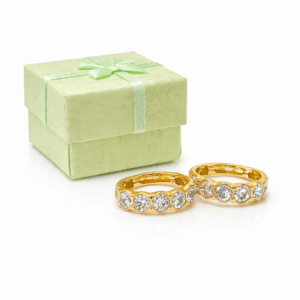 ZUPE002-14K Gold Plated Crystal Hoop Earrings for Women