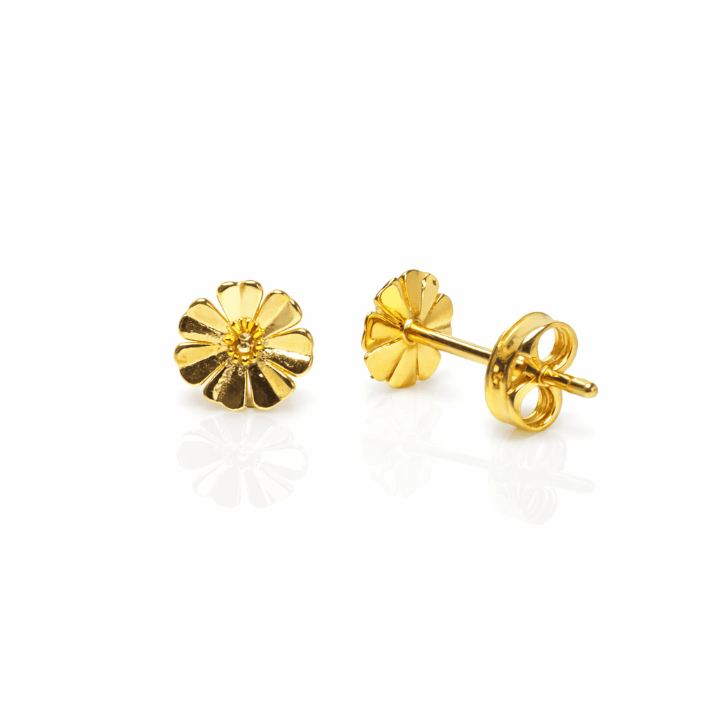 ZUPE001-Gold Flower Stud Earrings - Image 4
