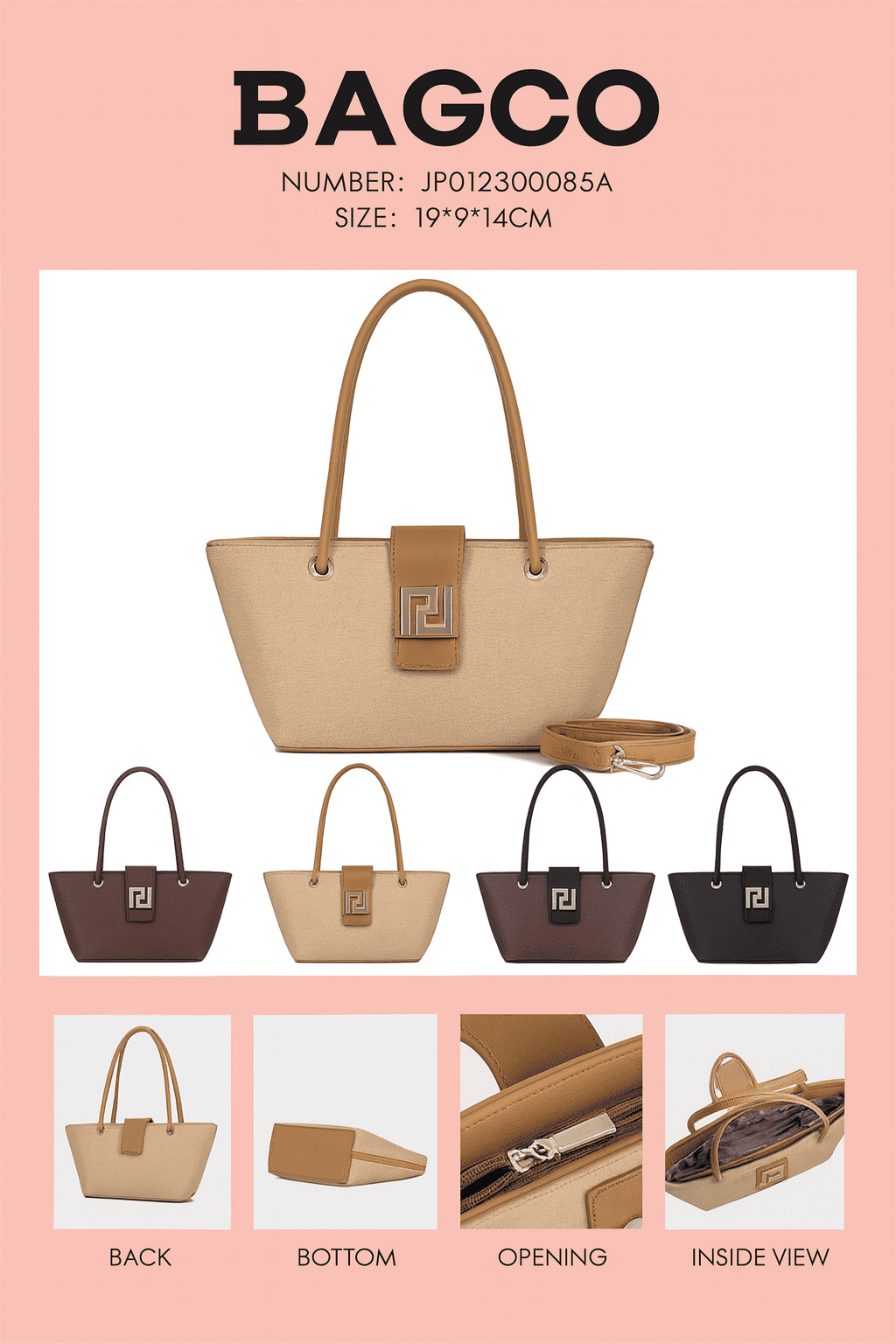 CB050-BAGCO Women’s Premium Faux-Leather Mini Tote Bag - Image 2