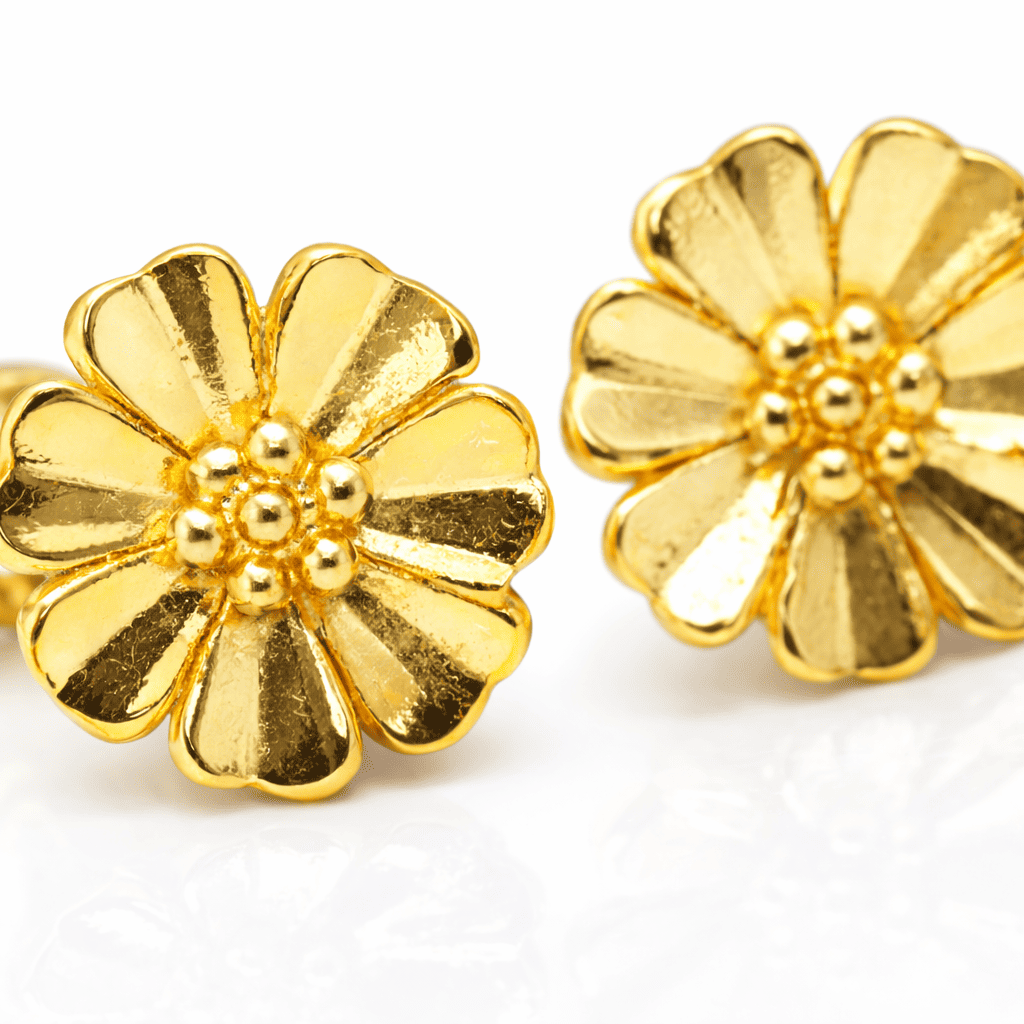 ZUPE001-Gold Flower Stud Earrings - Image 6