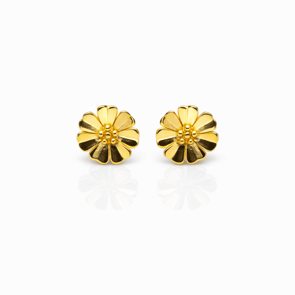 ZUPE001-Gold Flower Stud Earrings - Image 7