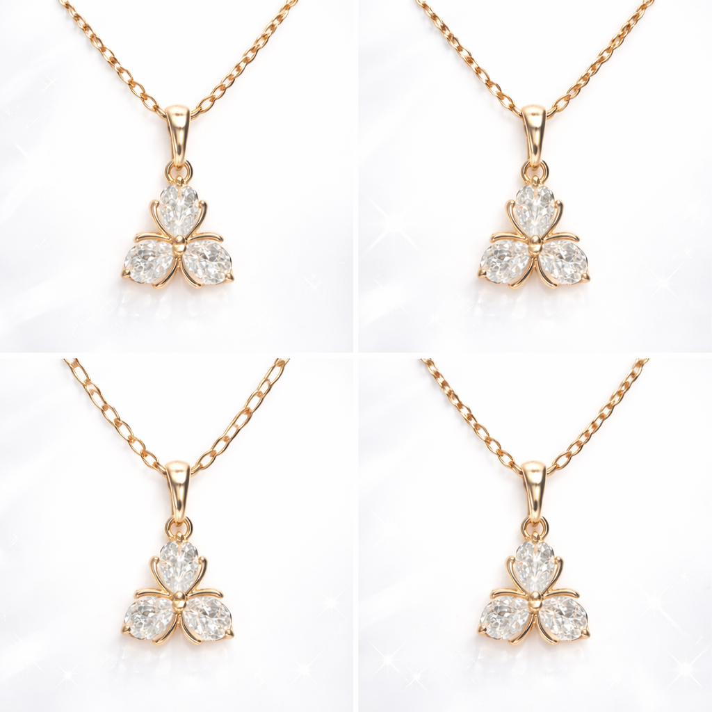 XP007-10K Gold Plated Butterfly Crystal Jewelry Set – Pendant & Stud Earrings - Image 4