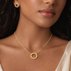 XP008-10K Gold Plated Roman Numeral Circle Jewelry Set