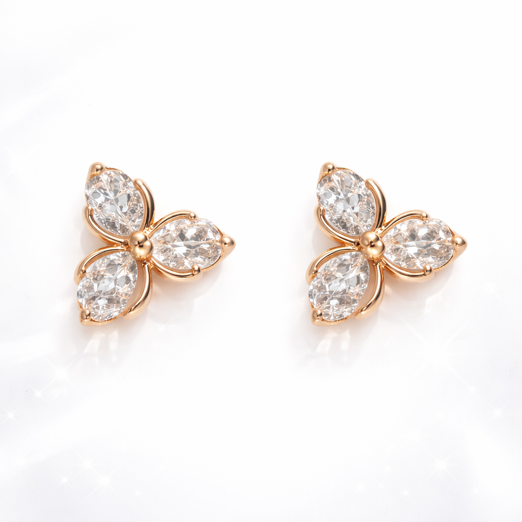 XP007-10K Gold Plated Butterfly Crystal Jewelry Set – Pendant & Stud Earrings - Image 5