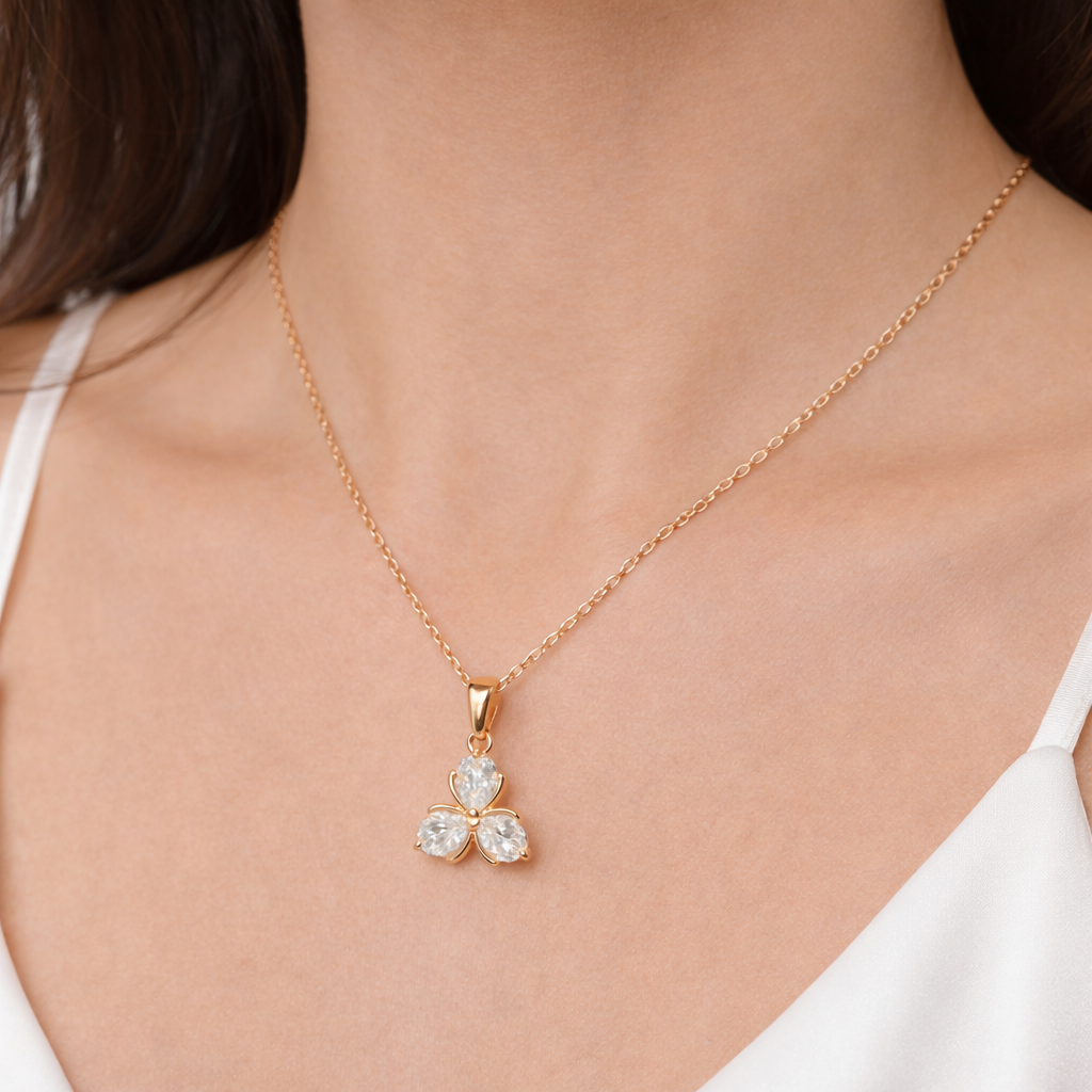 XP007-10K Gold Plated Butterfly Crystal Jewelry Set – Pendant & Stud Earrings - Image 6