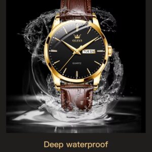 OLEVS Top Brand Men Classic Quartz Waterproof Watch Leather Strap (MW715)