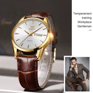 OLEVS Top Brand Men Classic Quartz Waterproof Watch Leather Strap (MW715)